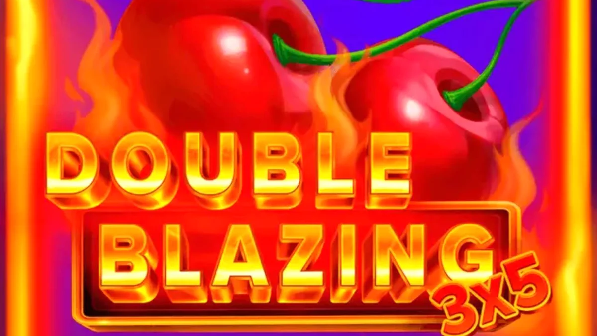 Tampilan visual slot 3x5 Double Blazing dengan simbol buah dan efek api